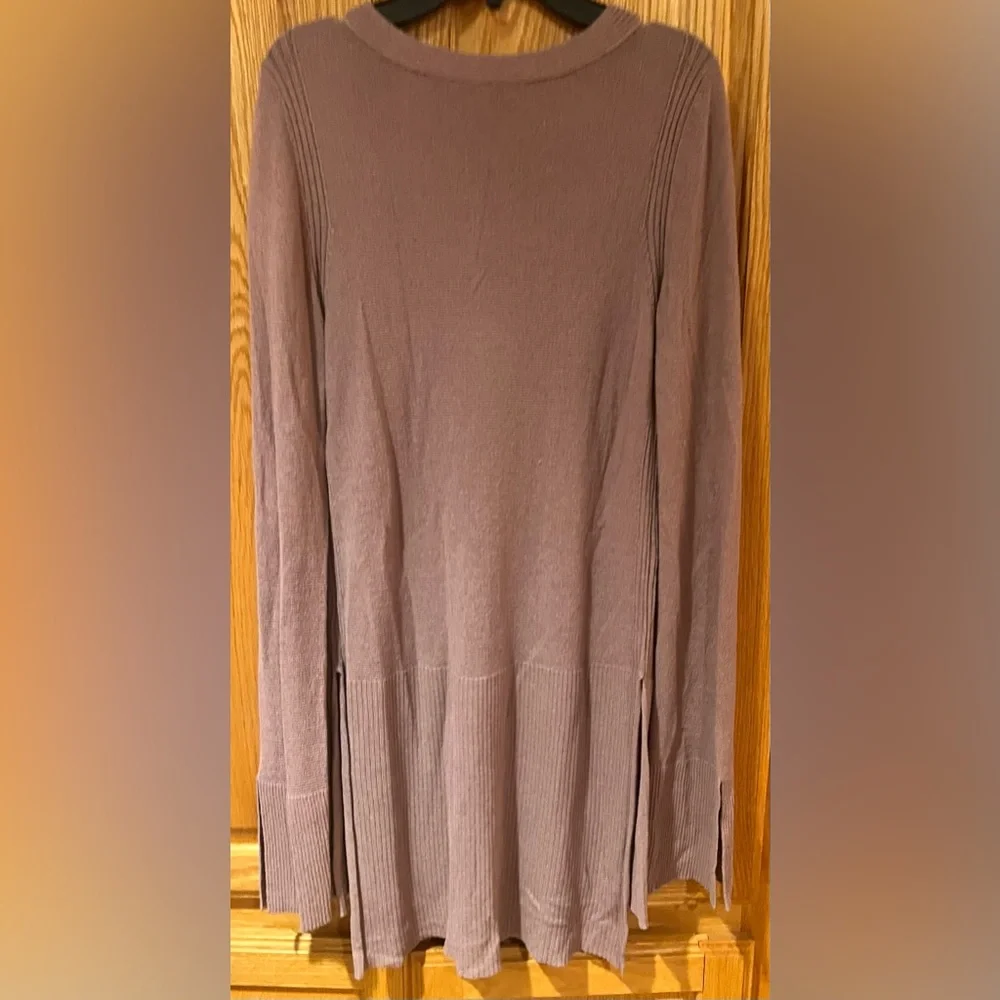 Free People Mauve Crisscross Side Slit Long Bell‎ Sleeves Tunic Sweater Small